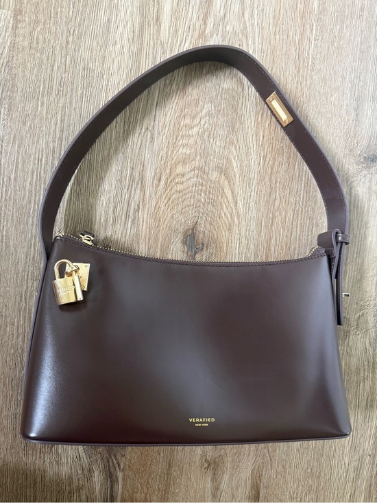 Verafied Handbags - VERAFIED Dark Brown Leather Shoulder Bag